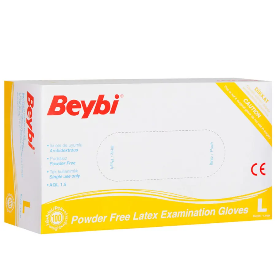Beybi Lateks Pudrasız Muayene Eldiven Büyük Boy