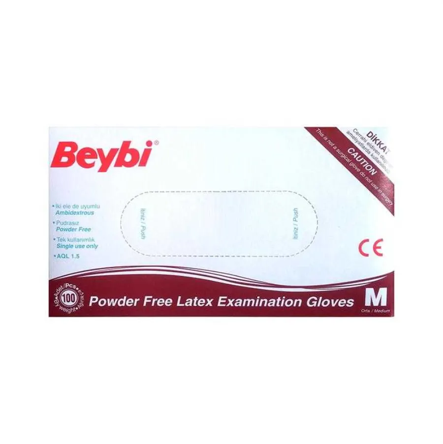 Beybi Lateks Pudrasız Muayene Eldiven Orta Boy