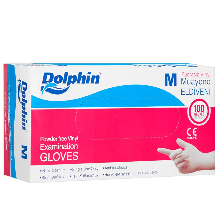 Dolphin Vinil Pudralı Eldiven Orta Boy