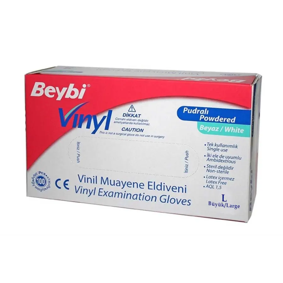 Beybi Vinil Pudralı Eldiven Büyük Boy